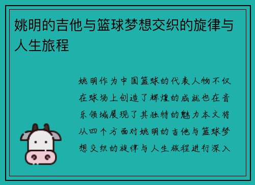姚明的吉他与篮球梦想交织的旋律与人生旅程